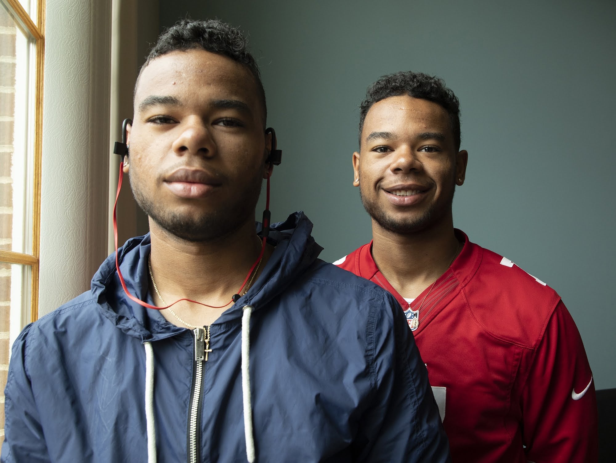 Brycen (left) and Braden Simpson, both 20 of New Kensington, are twins attending California University of Pennsylvania. They started attending the school this semester. Neither felt like their high school prepared them for college.